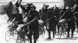 Italian troops advance by bicycle during the invasion of Albania in April 1939. 