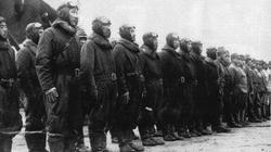 Japanese pilot’s line up for inspection. In spite of American rumours, Japanese pilots were very skilled, at least during the first year of the war.