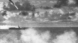 A Japanese bomber goes down in flames during the 'Great Mariana's Turkey Shoot'.