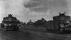Tanks of the Das Reich SS Panzer Division assemble ready to advance during the battle of Kursk.