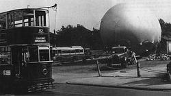 One of over 2,000 barrage balloons that filled the skies over south-east England in an attempt to stop V1 flying bombs reaching London.